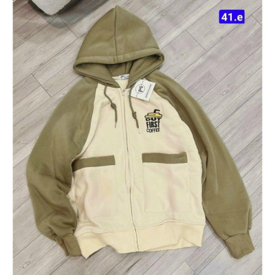 Áo khoát nỉ FIRST COFFE nỉ dệt xuất khẩu form rộng phối đẹp xinh xinh-A2121