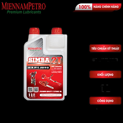 Dầu Nhớt MiennamPetro Simba 2T SAE 30 API TC JASO FD-63 1L Dành Cho Động Cơ Và Xe Máy 2 Thì Chất Lượng Cao