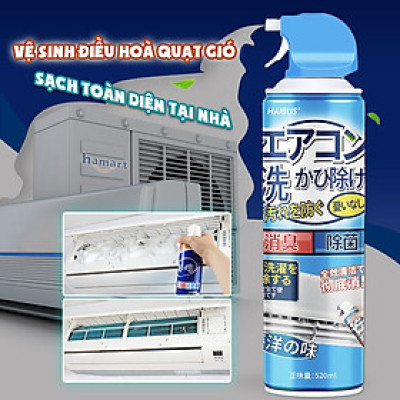 Chai Xịt Vệ Sinh Điều Hoà 520ML Khử Mùi Tạo Bọt Tẩy Rửa Vệ Sinh Dàn Máy Lạnh Quạt Làm Mát Tại Nhà Hiệu Quả - Hàng Chính Hãng