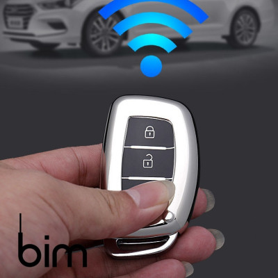 Ốp Chìa Khóa Silicon Tráng Gương Dành Cho Xe Hyundai Grand i10, Tucson, Elantra - Kèm móc treo