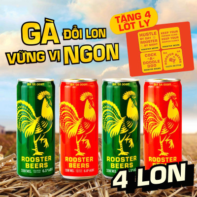 Bia thủ công | Rooster Beers Lốc 4 Lon Pale và IPA Mix x 330ml