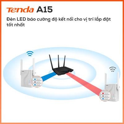 Tenda Bộ kích sóng Wifi A15 Chuẩn AC 750Mbps - Hàng Chính Hãng