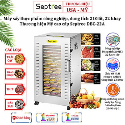 Máy sấy thực phẩm công nghiệp 210 lít, 22 khay Thương hiệu Mỹ cao cấp Septree DBC-22A - Bảo Hành 12 Tháng (Hàng Nhập Khẩu)
