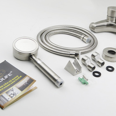 Bộ vòi sen nóng lạnh Inox SUS 304 Eurolife EL-LAVEN 01 (Trắng vàng)