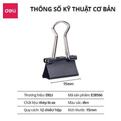 Hộp 12 Kẹp Bướm Deli Kẹp Tài Liêu Giấy Tờ Văn Phòng Phẩm Học Sinh Văn Phòng Nhiều Kích Thước Nhỏ Gọn Tiện Lợi Giá Rẻ