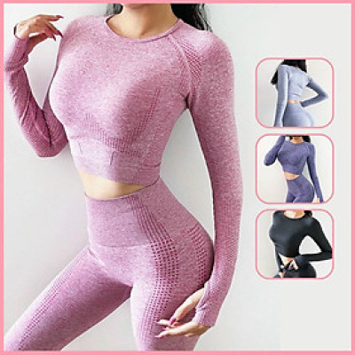 Áo Quần Tập Yoga Gym Nữ Dệt Kim Dài Tay