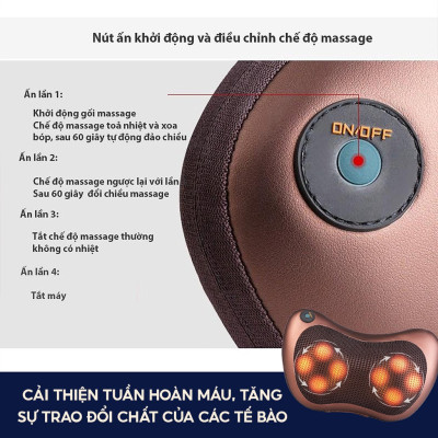 Gối Massage Cổ Vai Gáy, Gối Massage 8 Bi Đa Chức Năng, Giảm Đau Nhức Mỏi Vai Gáy, Công Nghệ Nhật Bản Cao Cấp - Hàng Nhập Khẩu
