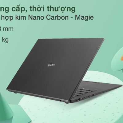 Máy Tính Xách Tay Laptop LG Gram 14Z90P-G.AH75A5 Core i7-1165G7/ RAM 16GB 4266MHz/ M.2(2280) Dual SSD slots - NVME:  512GB/ Intel Iris Xe Graphics / 14.0"(30.2cm) WUXGA (1920*1200) IPS/ / BT 5.1/ Pin 72WHrs/ Obsidian Black/ Win 10/ 999g - Hàng Chính Hãng