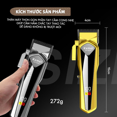 Tông đơ cắt tóc chuyên nghiệp Kemei KM-8539 lưỡi cắt mạ carbon công suất 5W tặng kèm áo choàng cắt tóc - Hàng chính hãng