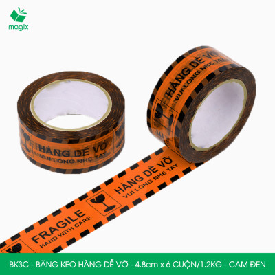 Combo 12 cuộn băng keo HÀNG DỄ VỠ 4.8 cm - Băng dính niêm phong đóng hàng - Nhiều màu
