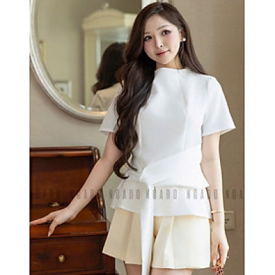 Áo trắng cột eo NGADO , Áo nữ kiểu , Áo công sở , Áo đi học , Áo thiết kế