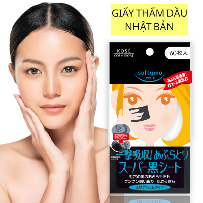 Giấy Thấm Dầu Than Hoạt Tính Kose Softymo Super Clean Tissue (60 Miếng)