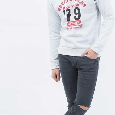 Quần jeans Nam rách gối màu đen QJ105 (Xám chuột )