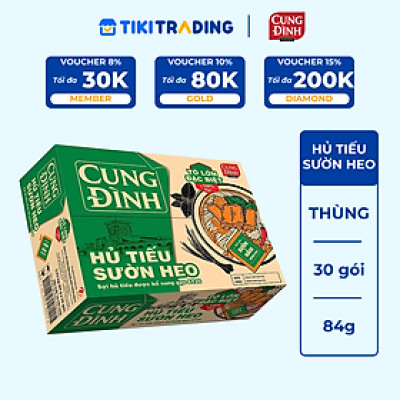 Thùng 30 Gói Hủ Tiếu Sườn Heo Cung Đình (84g x 30 gói)