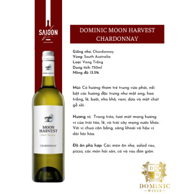 Rượu vang trắng Dominic Moon Harvest Chardonnay 750ml 13.5%Acl