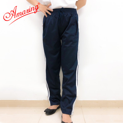 Quần tập thể dục cho nữ hiệu Amazing, 3 sọc trắng, đồ thể thao unisex, vải thun cào, size từ 15kg đến 110kg