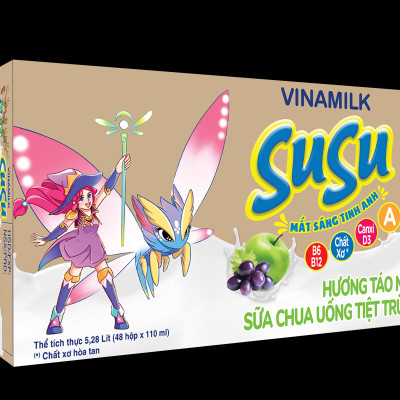 Sữa chua uống hương táo nho Vinamilk Susu - Thùng 48 hộp 110ml.