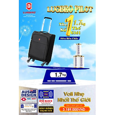 Vali Hành Lý Xách Tay Siêu Nhẹ 1.7kg LUGBRO PILOT - Hàng Chính Hãng - Bảo Hành Trọn Đời