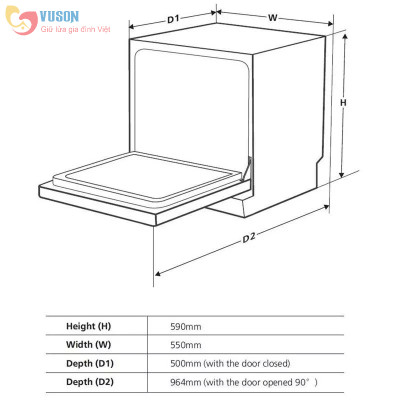 Máy Rửa Bát Eurosun SMS60E08EB - Hàng Chính Hãng