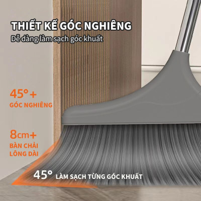 Chổi Nhựa Quét Nhà 2in1 Thông Minh Kèm Hót Rác Cán Dài Gấp Gọn Tiện Dụng