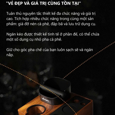 Feepie bàn đế nén cà phê tích hợp đập bã nổi đa năng gỗ óc chó Nam Mỹ