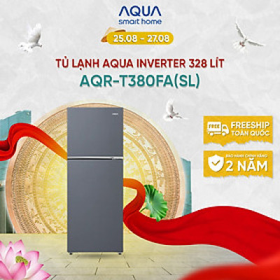 Freeship toàn quốc - Tủ lạnh ngăn đông trên Aqua 328L AQR-T380FA(SL) - Bảo hành 2 năm - Hàng chính hãng