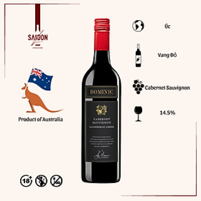 Rượu Vang Đỏ Dominic BLACK LABEL Cabernet Sauvignon 750ml 14.5% Acl