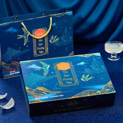 [CHÍNH HÃNG] Yến Sào Hoàng Kim - Hộp Quà Nguyên Bảo Phú Quý (50g Tổ Yến Thượng Hạng & 4 Hũ Yến Chưng Đường Phèn) - Quà Biếu Cao Cấp, Sang Trọng