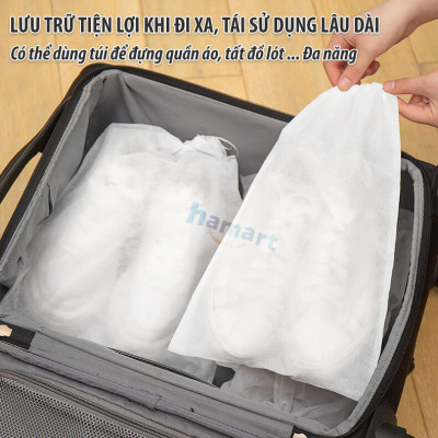 Túi Đựng Giày Đa Năng Vải Không Dệt Có Dây Rút Du Lịch Bảo Quản Giày Dép Chống Bụi Bẩn Ố Vàng