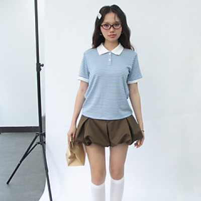 DOTTIE - Chân váy bí xếp li - Nâu - S0288