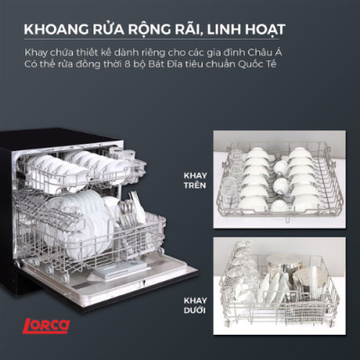 Máy Rửa Bát 13 Bộ LORCA TA 918DWB Hàng Chính Hãng Nhập Khẩu Cao Cấp Hiệu Suất Cao Chống Ồn Tiết Kiệm Điện
