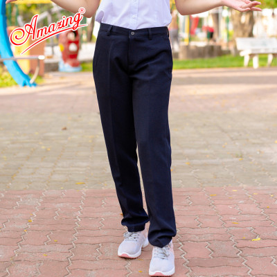 Quần tây nữ màu xanh đen Amazing lưng vừa, 1 nút, dáng suông, ống đứng, chất liệu tuyết mưa dày, mềm, không nhăn