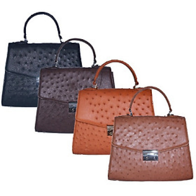 HJ6457-58-59-60 - Túi hộp đeo chéo nữ Huy Hoàng da đà điểu màu đen, nâu đất, vàng bò, nâu đỏ