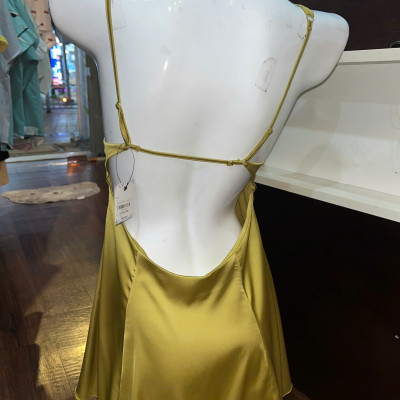 Váy Ngủ D612 Lụa Quảng Châu Cao Cấp Cột Nơ Hở Lưng Xinh Xắn