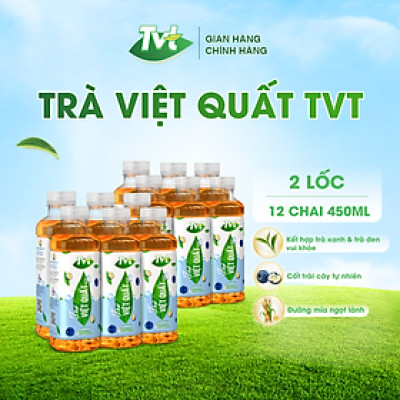 [Combo 12 chai 450ml] Trà Việt Quất TVT tinh chất Việt Quất và Trà xanh, chống oxy hóa, thanh nhiệt giải phóng độc tố cơ thể