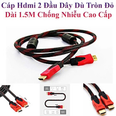 Cáp Hdmi 2 Đầu Dây Dù Tròn Đỏ Dài 1.5M Chống Nhiễu Cao Cấp