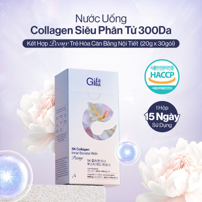 NƯỚC UỐNG COLLAGEN GILAA SIÊU PHÂN TỬ 300DA GILAA KẾT HỢP PEONY TRẺ HÓA CÂN BẰNG NỘI TIẾT (20g x 15 gói)