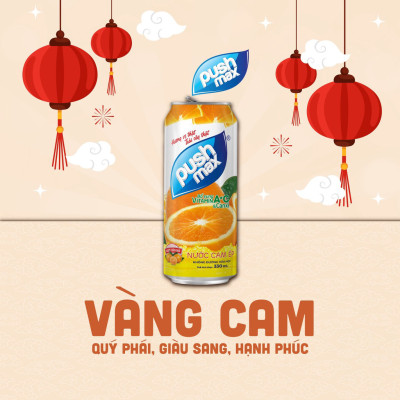 Lốc 6 Lon Cam Ép Pushmax Hương Vị Tự Nhiên (320ml x 6 Lon)