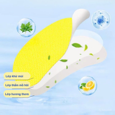 Túi 12 miếng Miếng Dán Khử Mùi, Làm Thơm Giày Tất, Chống Hôi Chân, Khử Mùi Diệt Vi Khuẩn hương chanh thơm mát Bộ Cặp Lót Giày Bảo Vệ Gót Êm Chân Cao Cấp Thoáng Khí