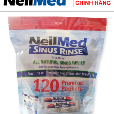 Combo Adult: Bộ Rửa, Chăm Sóc Vệ Sinh Mũi Xoang Người Lớn NeilMed Sinus Rinse - SX Mỹ(Bình + 60 gói muối và 1 Hộp 120 gói muối rửa bổ sung)