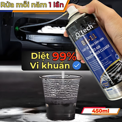 Bình Xịt Tạo Bọt Vệ Sinh Điều Hoà Dàn Lạnh Ô Tô Khử Mùi Máy Lạnh O’tech BX-11 Air Conditioner Foam Cleaner - Hàng Chính Hãng