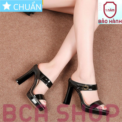 Giày cao gót nữ 8p RO494 ROSATA hở mũi, hở gót, đính nơ trên quai ngang sành điệu và thời trang tại BCASHOP - màu đen