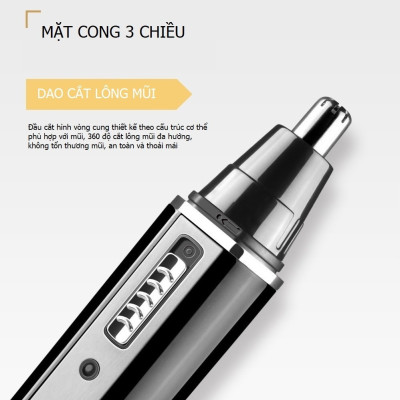 Máy tỉa lông mũi, râu, lông mày đa năng 4 in 1 - Dùng pin sạc tiện lợi – Sắt không gỉ, Chống nước, Cắt tóc, cạo râu, tỉa lông mũi và tỉa lông mày