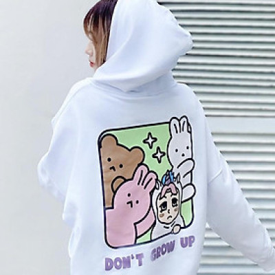UPZ Áo Khoác Dây Kéo Dont Grow Up (Trắng)