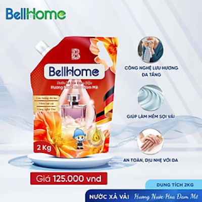 Túi Nước Xả Vải Bell Home Đỏ Hương Nước Hoa Tinh Tế 2KG