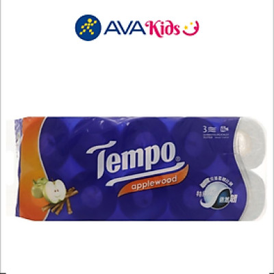 Giấy Vệ Sinh Tempo Hương Gỗ Táo Lốc 10 Cuộn - 3 Lớp - Hàng chính hãng