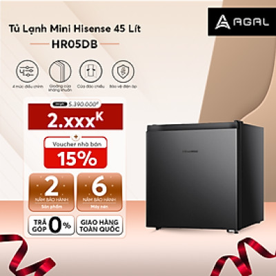 Tủ lạnh Mini Bar Hisense 45 Lít HR05DB tiết kiệm điện, thiết kế gọn nhẹ, bảo hành 24 tháng - HÀNG CHÍNH HÃNG