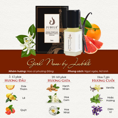 Girl Now by Jubilé - Tinh dầu nước hoa Pháp Nữ Minisize Dạng lăn 3ml Thơm Lâu, Sang Trọng, Quyến Rũ