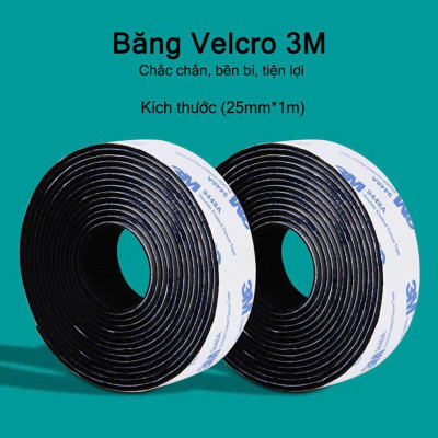 25mmx1m Miếng dán xé, băng dán xé velcro tape có lớp băng keo 2 mặt MÀU ĐEN