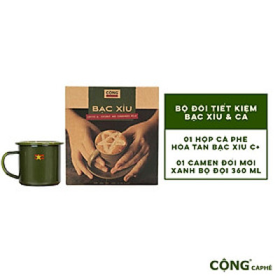 Cà phê bạc xỉu hoà tan C+ và Ca men cải tiến màu xanh 360ml Cộng Cà Phê